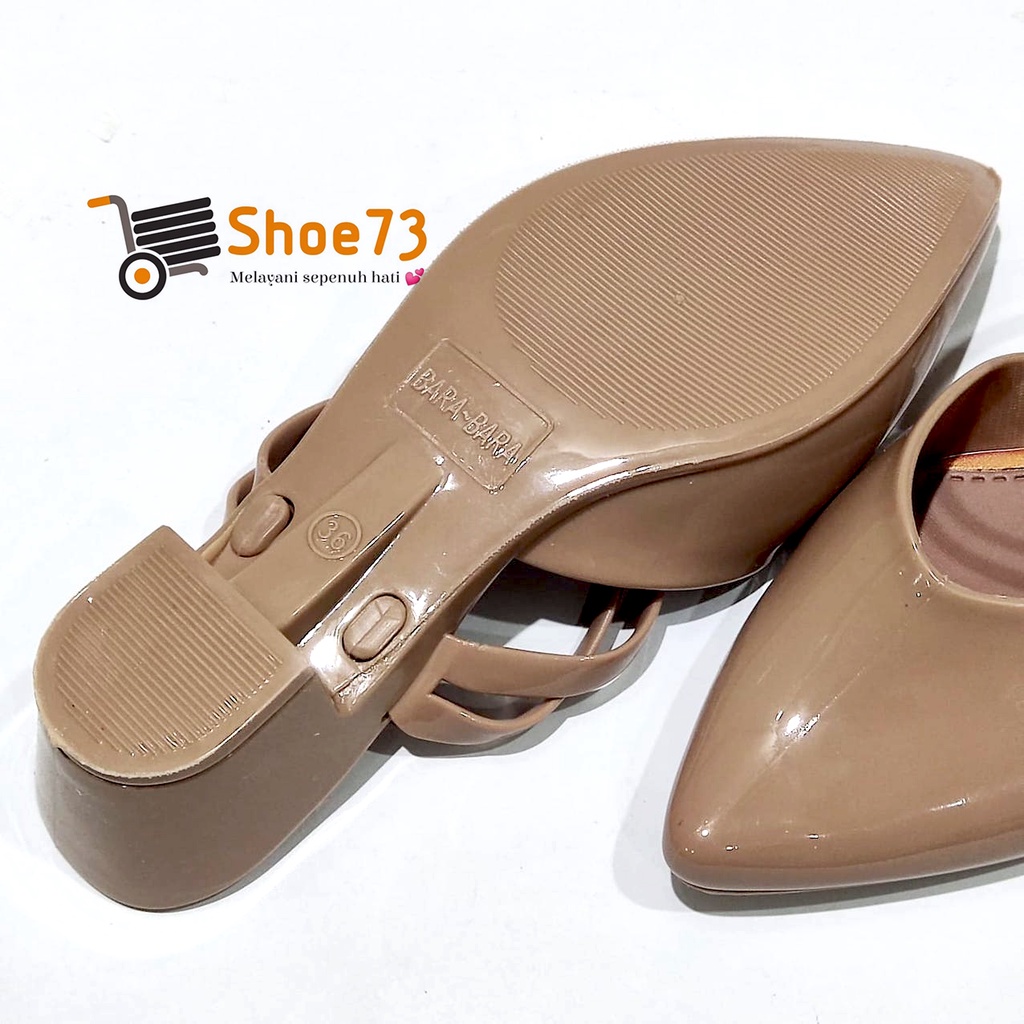 BARA-BARA 713-SPT2TL ORIGINAL, Heels jelly sandal / sendal slop lancip glossy wanita cewek impor