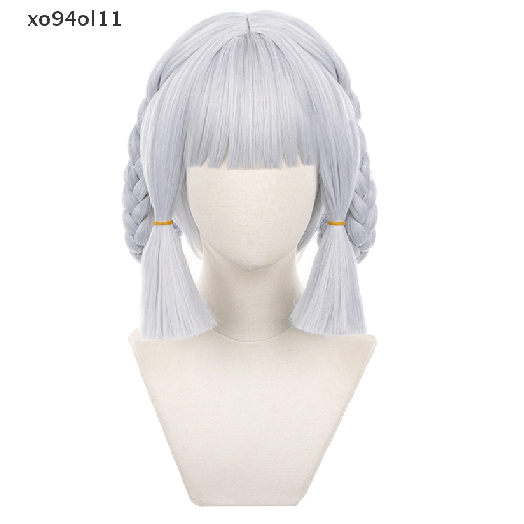 Xo Game Genshin Impact Kamisato Ayaka Cosplay Wig Silver Blue 30cm Kepang Wig OL