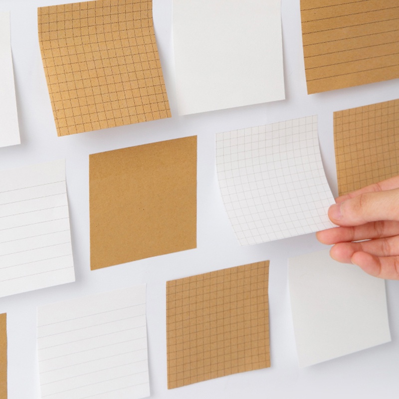 80 Lembar Sederhana Persegi Sticky Notes Mahasiswa Portable Mini Blank Kraft Paper Memo Pad