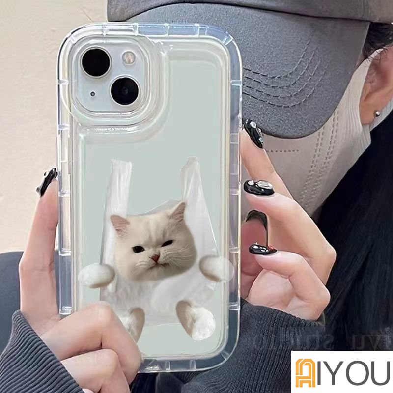 IPHONE Casing Transparan Anjing Dan Kucing Lucu Kompatibel Untuk Iphone14 13 12 11 Pro XS Max Soft Phone Casing XR X8 7 6 6S Plus Silikon TPU Shockproof Cover