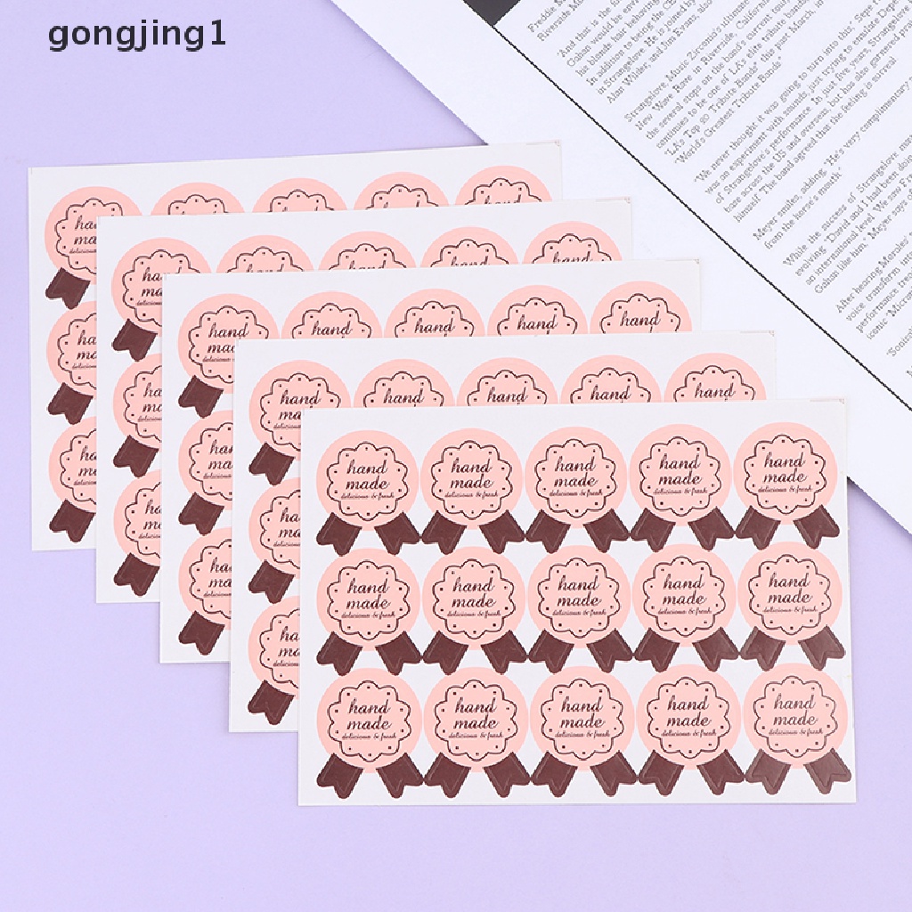 Ggg 75Pcs &quot;Hand Made&quot; Bow Tie DIY Segel Kemasan Sealing Sticker Label Hadiah Sticker ID