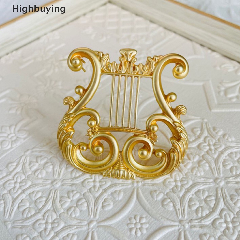 Hbid Vintage Golden Harp Bros Perhiasan Pin Jas Musik Untuk Cardigan Sweater Retro Barang Hadiah Glory