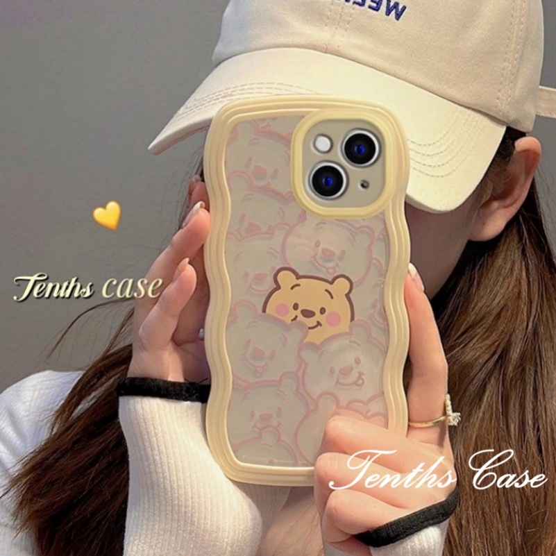 Kompatibel Dengan Samsung S22 S21 S20 Plus S22 S21 S20 Ultra S20 FE S21 FE Note 20Plus Note 20Ultra Cute Bear Wave Edge Phone Case