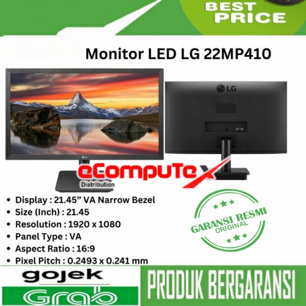 MONITOR LG LED 22MP410 21.45&quot; FULL HD IPS / LG 22-MP410 21.45&quot; INCH GARANSI RESMI