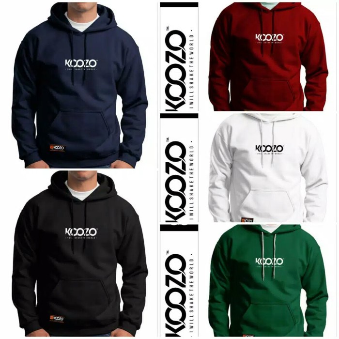 sweater hoodie pria original koozo simple jaket cowok cewek terkini - Hitam, L