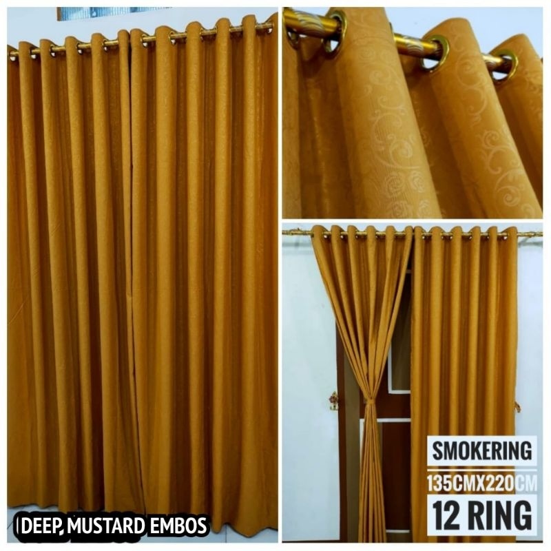 PROMO!!! Tirai Pintu Gorden Jendela Polos Embos Ring Smokering 12 Lubang Ring