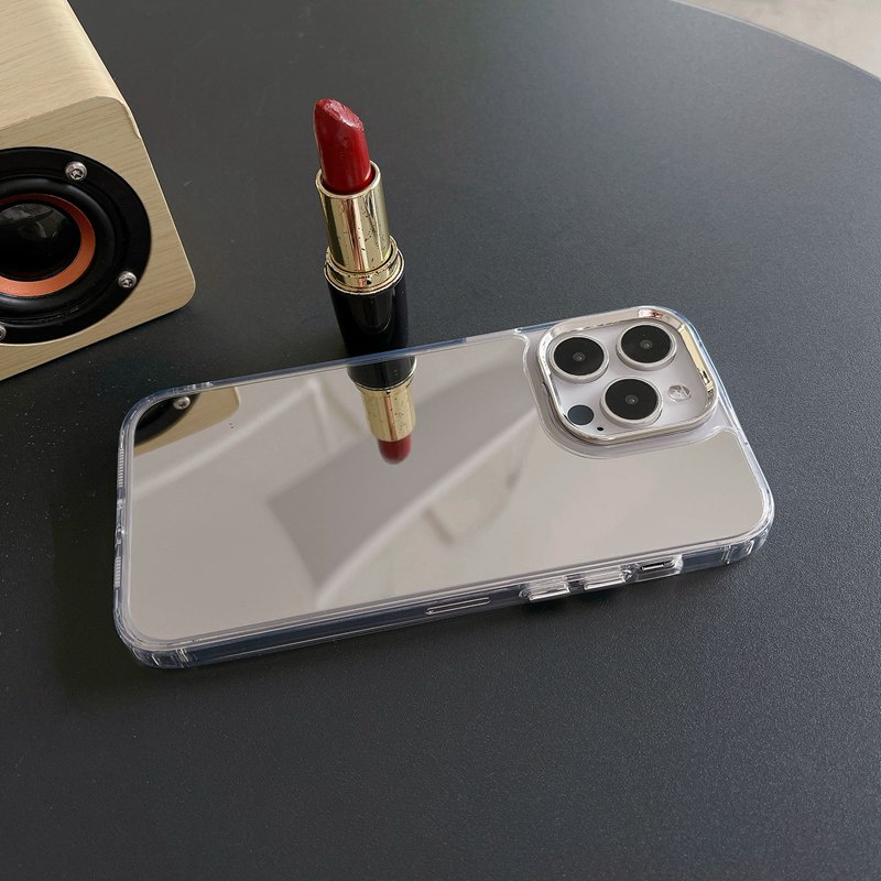 【Mirror Case】Electroplated Makeup Case for IPhone XR XS Max 11 12 13 14 Pro Max Silver Mirror Pretty Phone Case for Girl Women's Fashion