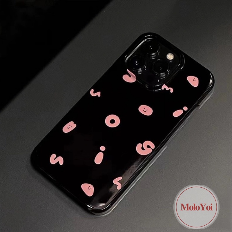 IPHONE Ins Simple Alphabet Letter Case Kompatibel Untuk Iphone7 8 Plus 11 13 14 12 Pro Max 7Plus XR X XS Max SE 2020 Smiley Lucu Glossy Halus Shockproof Lembut Tpu Penutup Belakang