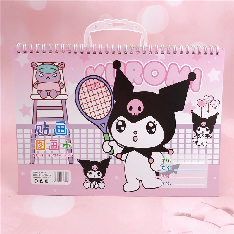 (30HAL) BUKU GAMBAR + STICKER SANRIO A4 /BUKU GAMBAR ANAK SEKOLAH CINNAMOROLL KUROMI MELOY