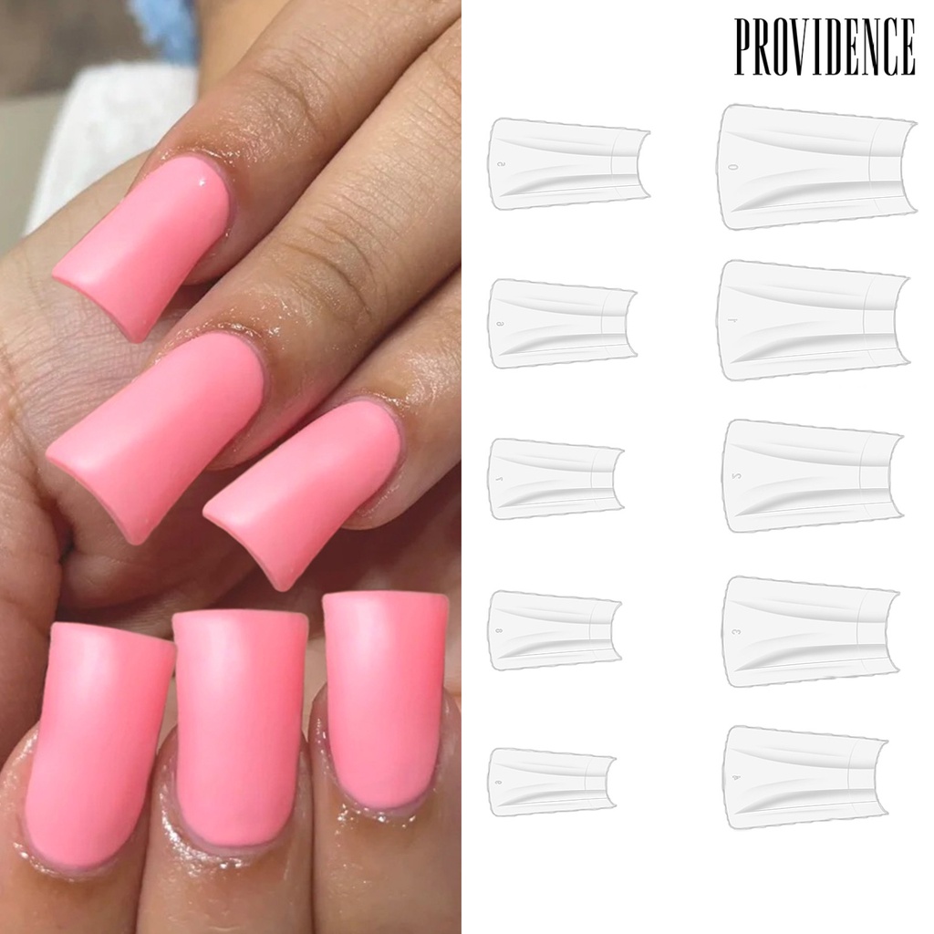 Providence 500 Pcs/Tas Kuku Palsu Gaya Kaki Bebek Dapat Dilepas Tahan Lama Bening Warna Alami Akrilik Lebar French Fake Nail Tips Perlengkapan Salon Kuku