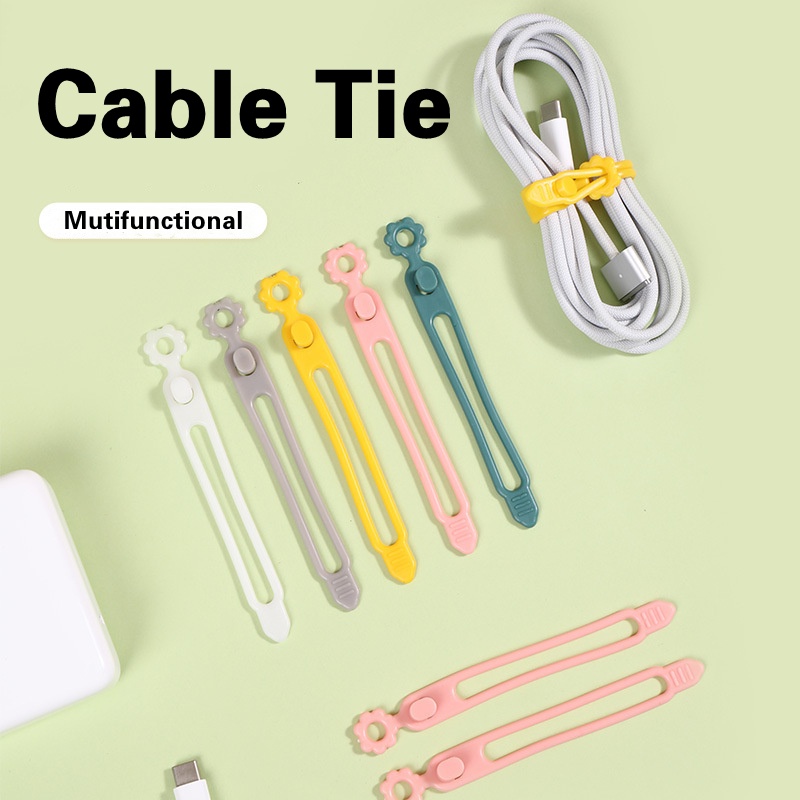3pcs Organizer Kabel Data Kreatif Tahan Lama Multifungsi Dapat Digunakan Kembali Manajer Kabel Silikon Lembut Kompak Berkualitas Tinggi