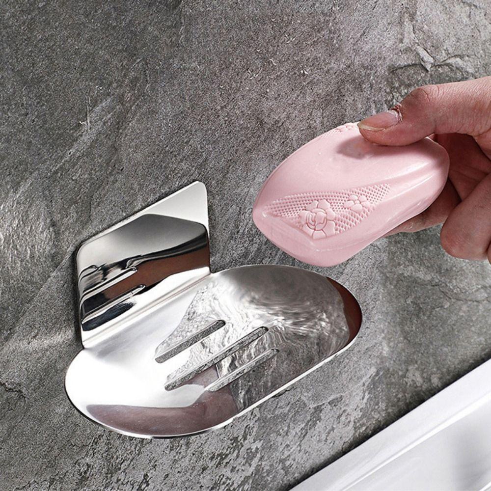 Populer Kotak Sabun Perekat Diri304 Stainless Steel Tempat Sabun Rak Penyimpanan Sabun