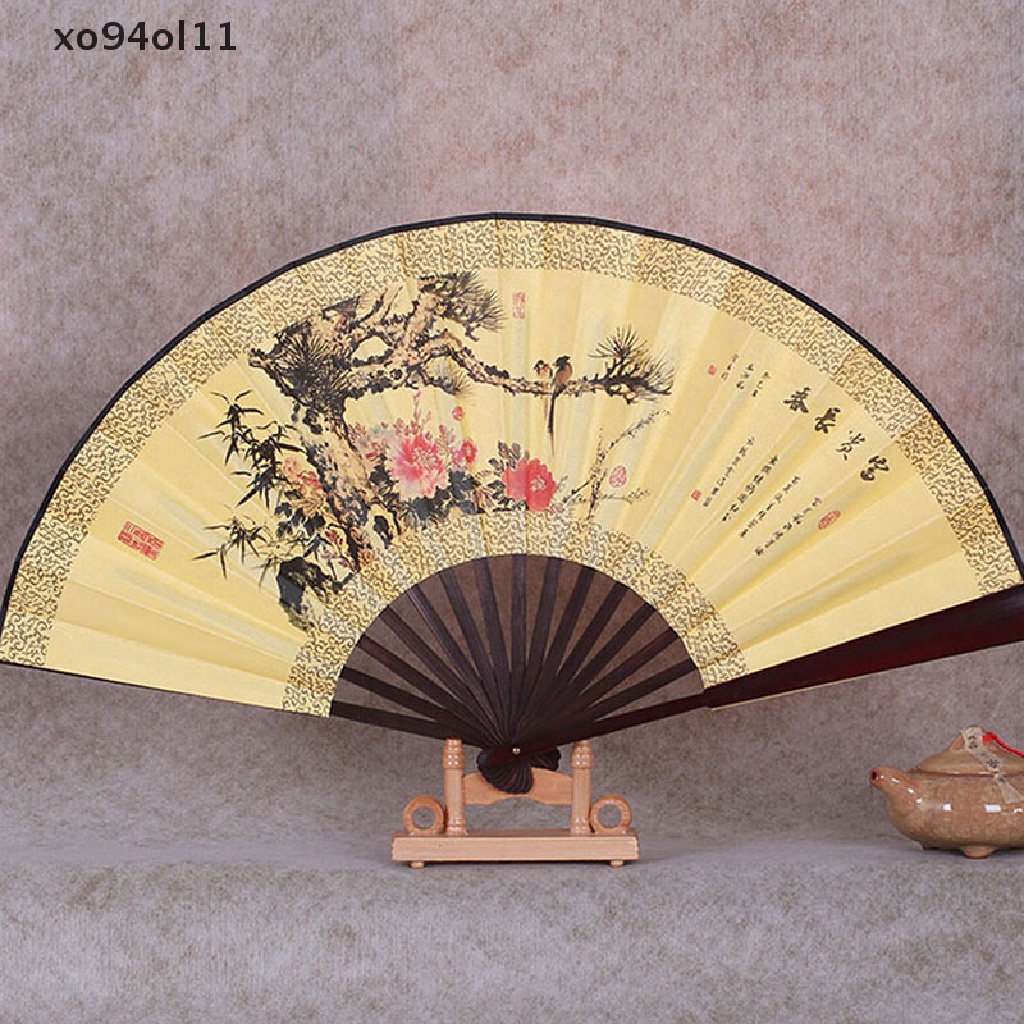 Xo 1pcs Kipas Angin Lipat Imlek Chinese Paing Pattern Polyester Fan Style Random OL