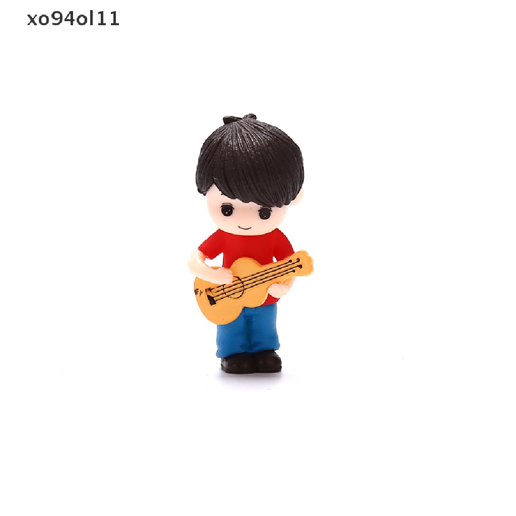 Xo Patung Pasangan Lucu Set Taman Dekorasi Rumah Miniatur Kerajinan Gitar Ornamen OL