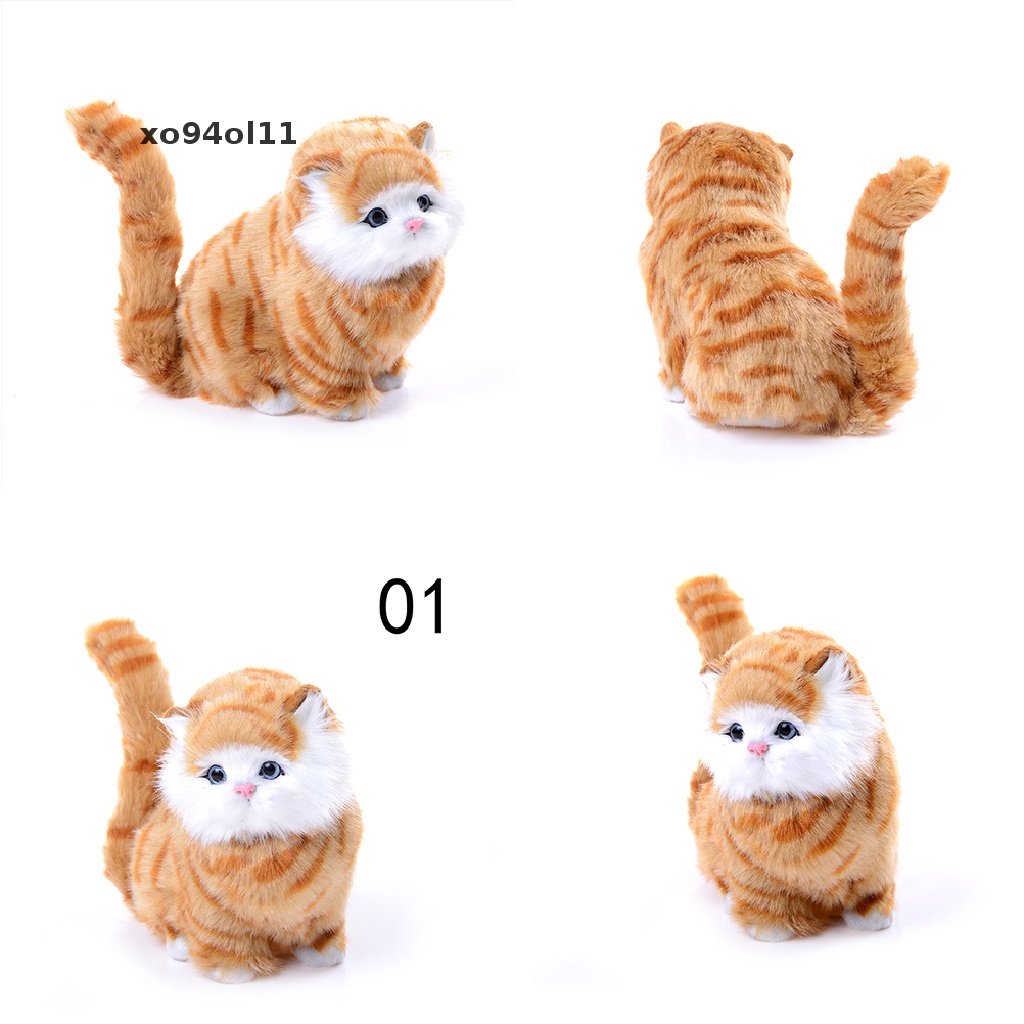 Xo Simulasi stuffed plush cats Mainan Boneka Kucing Elektrik Suara Lembut Untuk Anak OL