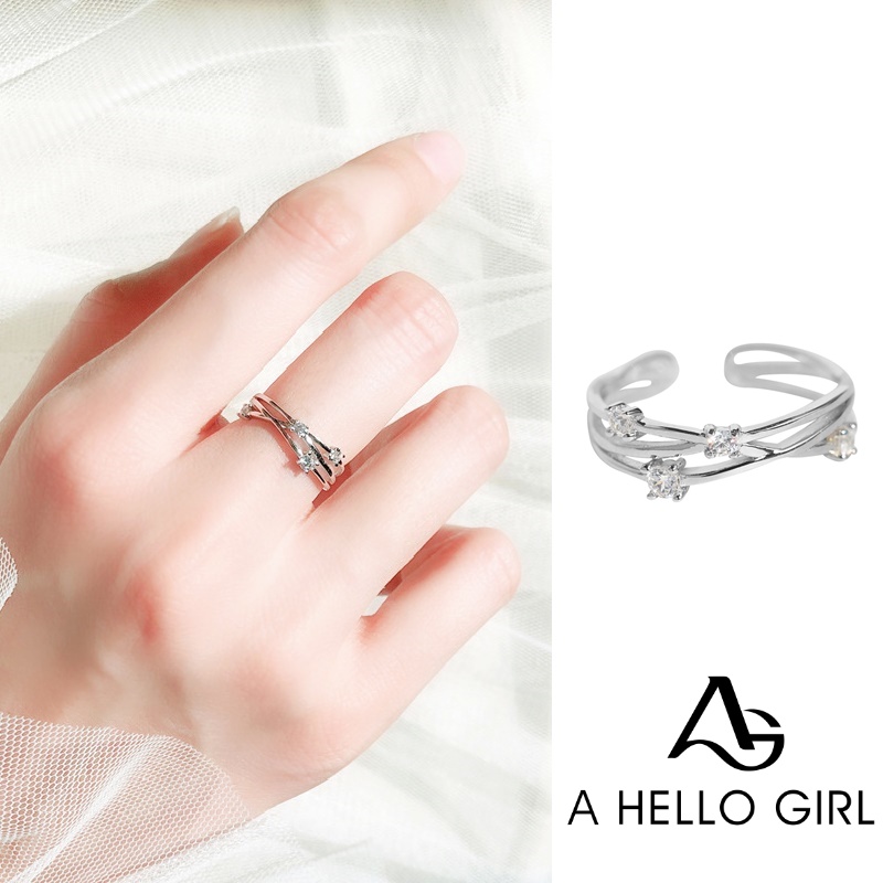 Kasual Ring Cincin Berkedip Bintang Garis Tidak Teratur Terbuka Wanita Perhiasan Star Rings