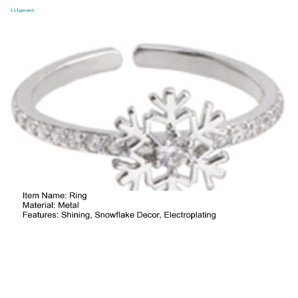 Lilyscent Ringan Cincin Jari Perhiasan Pesta Dilapisi Cincin Indah Snowflake Decor