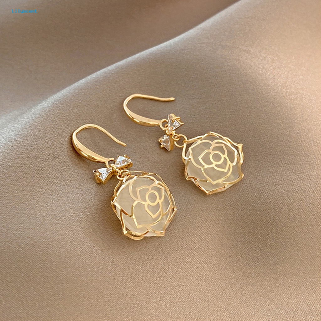 Lilyscent 1pasang Hypoallergenic Wanita Anting Perhiasan Aksesoris Berlian Imitasi Hias Ikatan Simpul Menjuntai Earrings Elegan