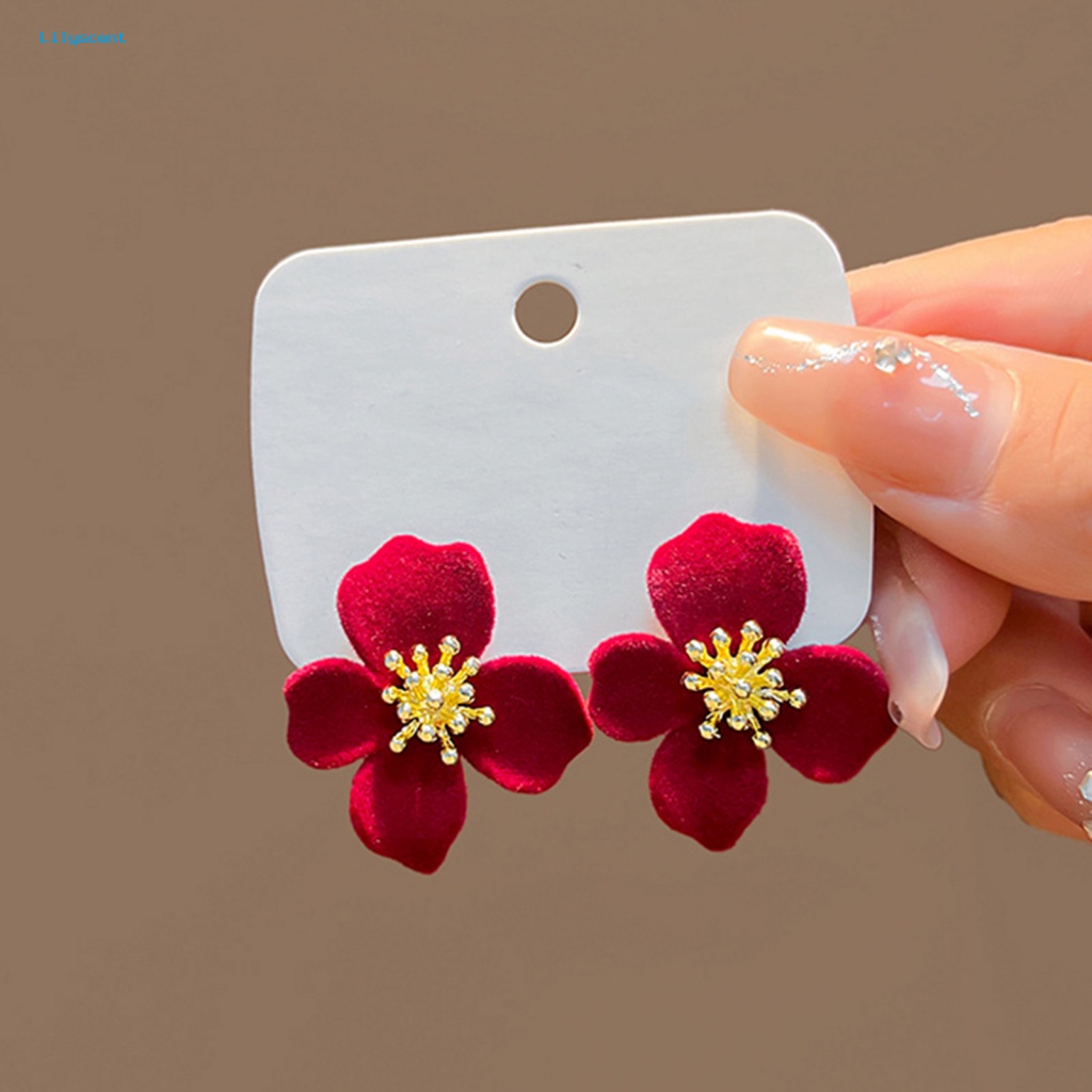 Lilyscent 1pasang Barang Fashion Drop Earrings Kostum Perlengkapan Merah Anggur Lucu Ear Studs Pendant