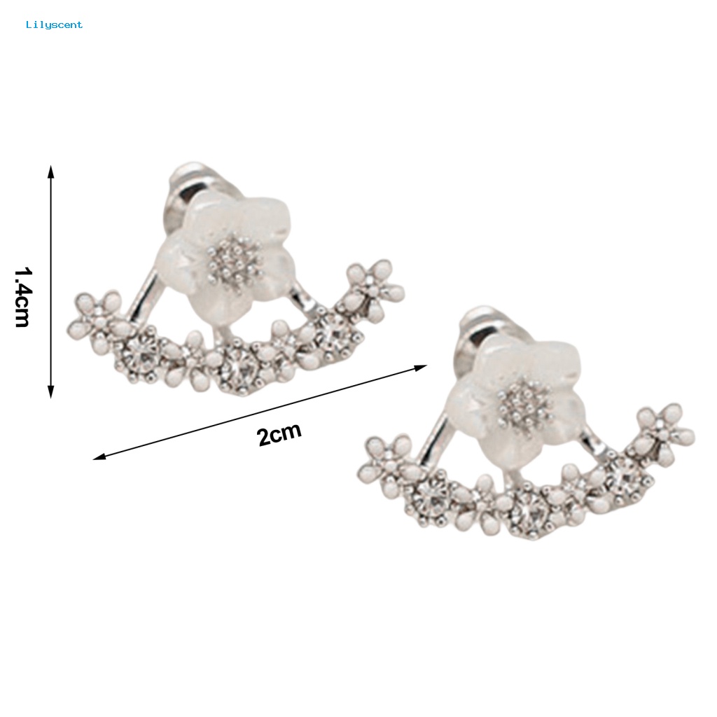 Lilyscent 1pasang Alloy Ear Studs Perhiasan Aksesori Fashion Krisan Hias Berlian Imitasi Anting Kristal Imitasi