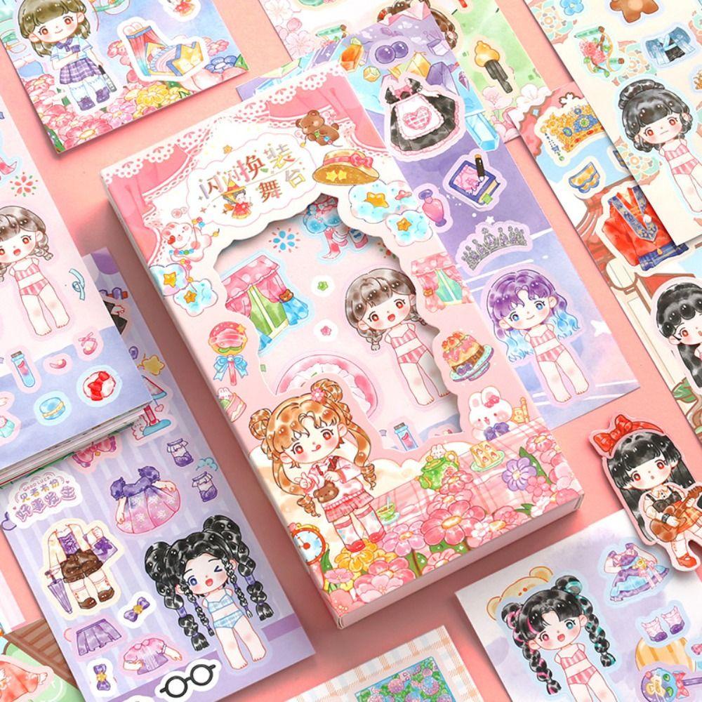 [Elegan] Gadis Kecil Dress-up Outfit Stiker Kartun Siswa Scrapbooking Akun Tangan Pribadi DIY Stiker Dekoratif