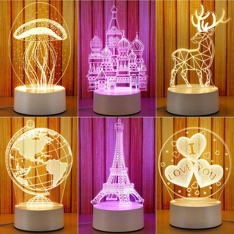 Lampu malam kecil 3d/lampu meja selebgram diy/pelindung mata kreatif/lampu tidur tidur kamar