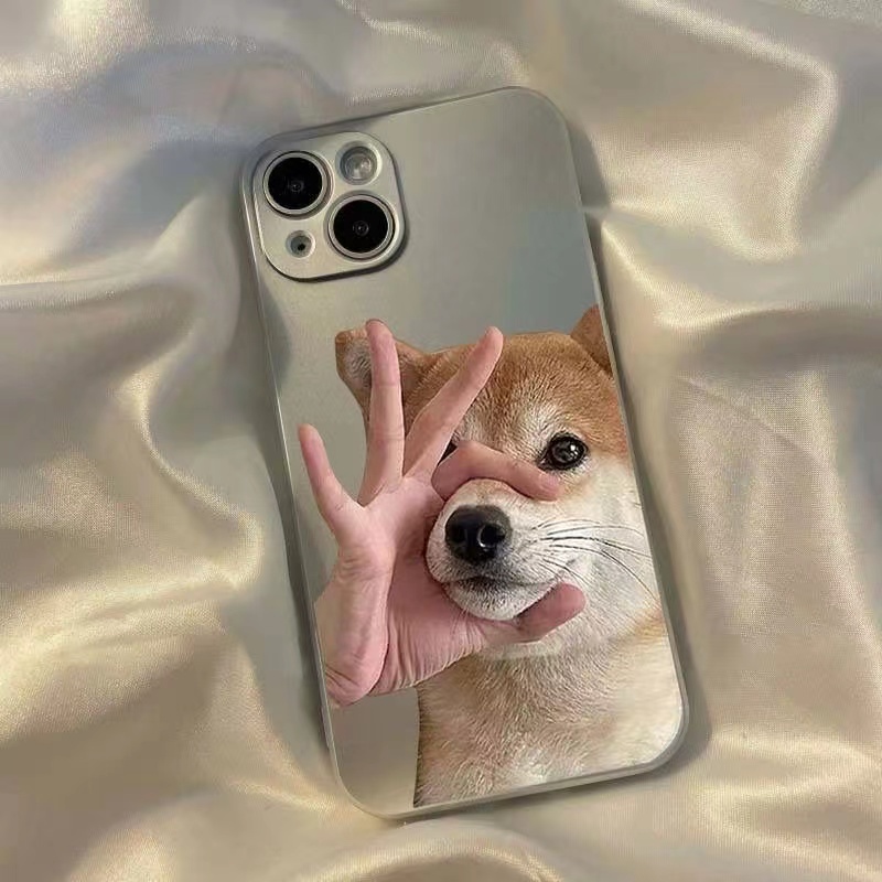 IPHONE Soft Case Anjing Lucu Kompatibel Untuk Iphone14 13 12 Pro Max 11 XS XR X8 7 6S Plus Casing Ponsel Mini Electroplate TPU Silikon Shockproof Cover