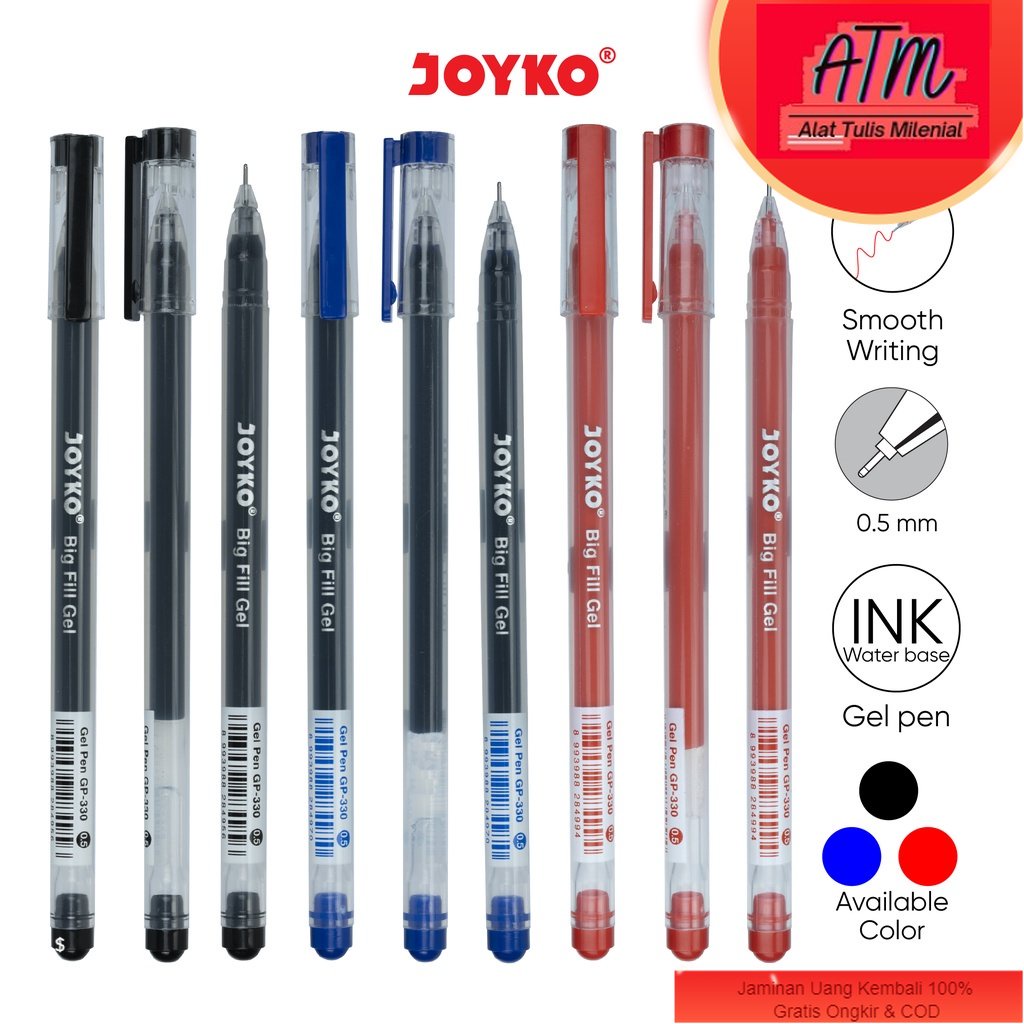 

Gel Pen Pulpen Pena Joyko GP-330 Big Fill Gel 0.5 mm