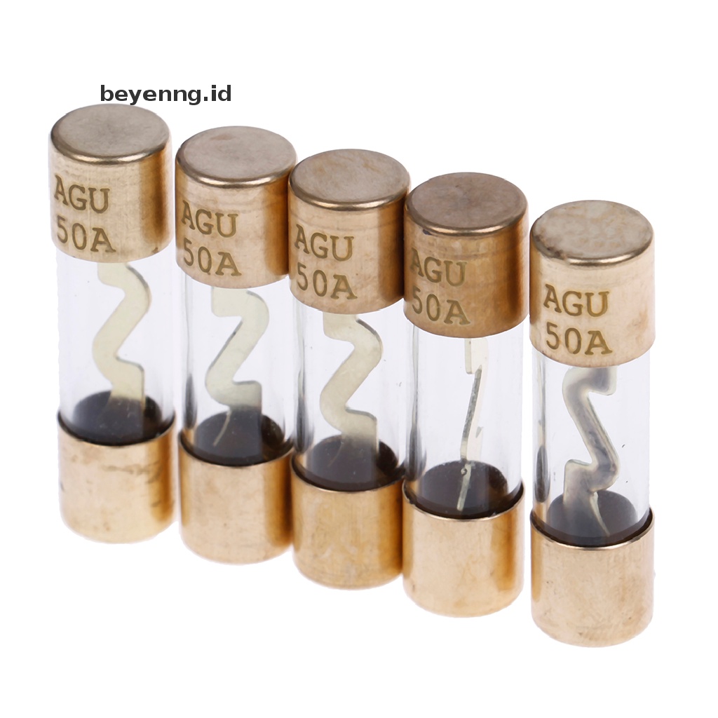 Beyen 5Pcs Paket Sekring AGU Kaca Lapis Emas car audio amp amplifier 50 /60 /70 /80 /100A ID