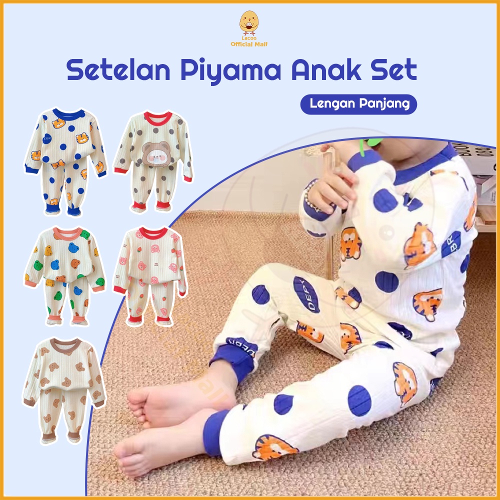 Lacoo Baju tidur bayi anak lembut Setelan piyama bayi lengan panjang