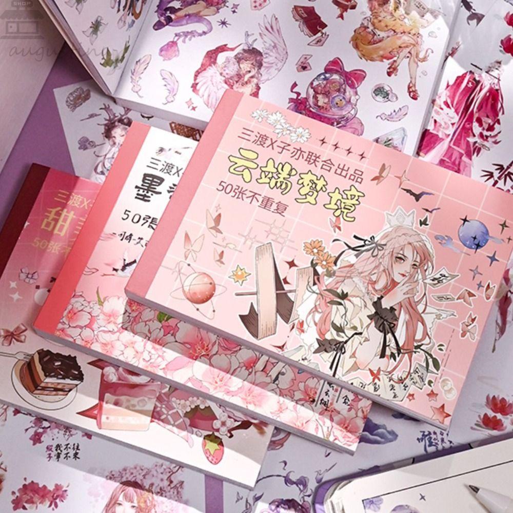 Agustinina Stationery Stiker Buku Gadis Manis Kawaii Tangan Akun DIY Album Foto Perlengkapan Kantor Sekolah Jurnal Sumber Bahan Decals