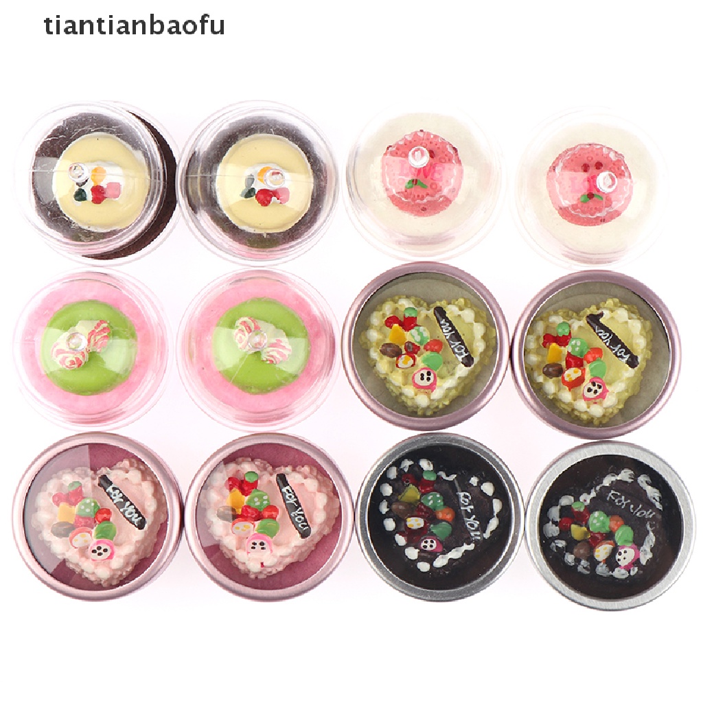 [tiantianbaofu] 2pcs 1: 12rumah Boneka Miniatur Kue Resin Boneka Makanan Bermain Dekorasi Dapur Mainan Butik