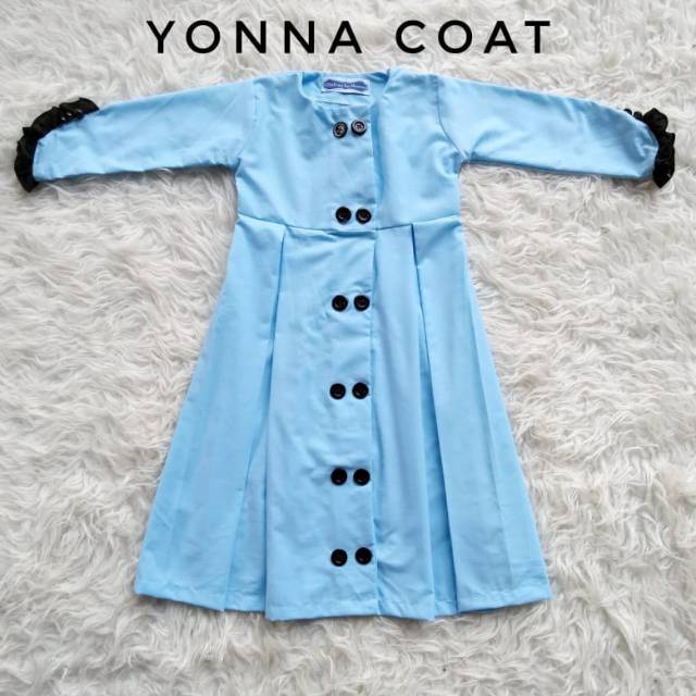Gamis ANAK& DEWASA'"YONNA COAT" bahan KATUN TOYOBO warna /BIRU PUCAT