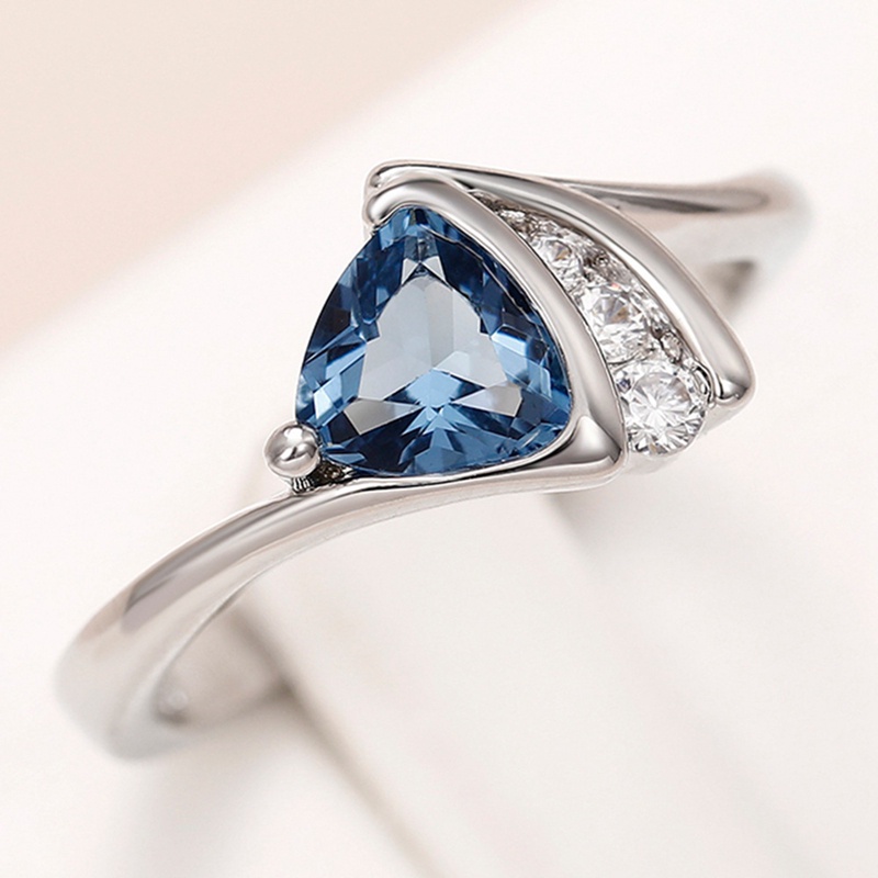 Cincin Zirkonia Kubik Biru Desain Modern Untuk Wanita Tren Baru Pertunangan Pernikahan Band Aksesoris Fashion Perhiasan