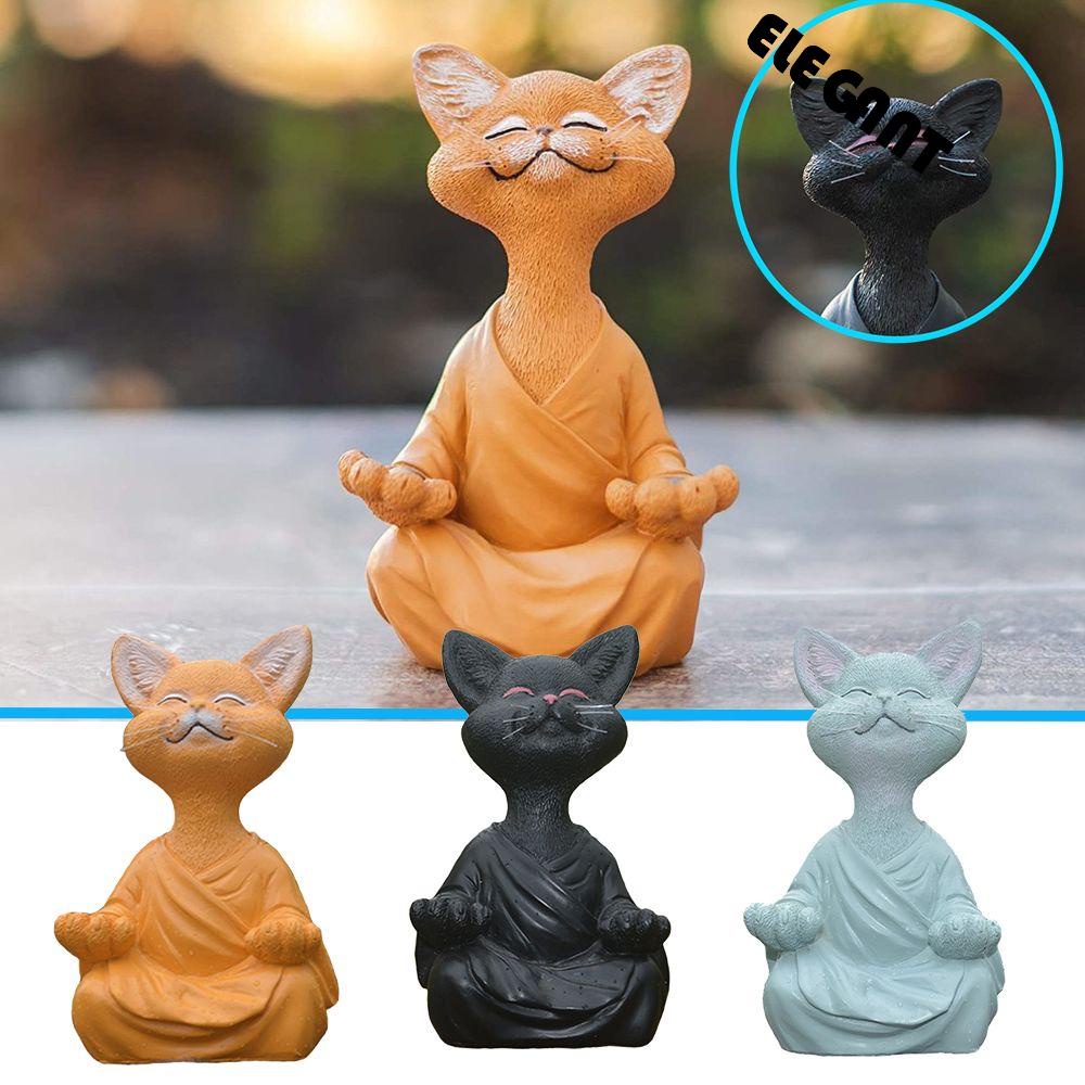 [Elegan] Kucing Meditasi Dekorasi Taman Ornamen Resin Lucu