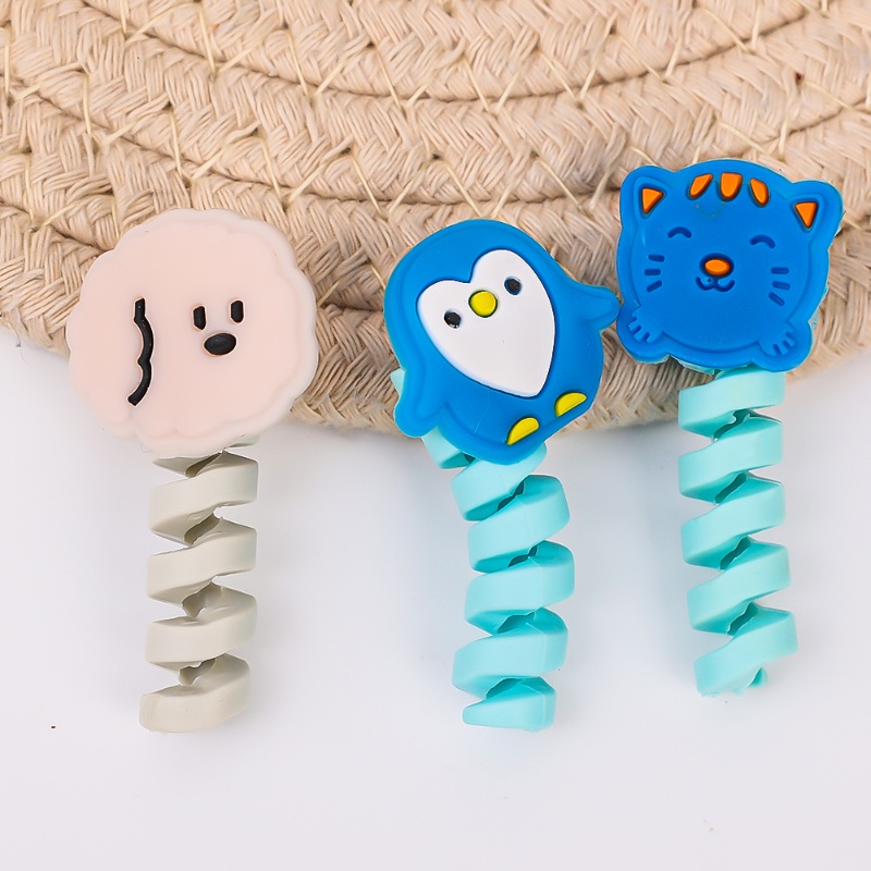 Lucu Kreatif Kartun Elastis Silikon Pelindung Kabel Data Universal Kualitas Tinggi Awet Halus Anti Putus Charging Cable Winder