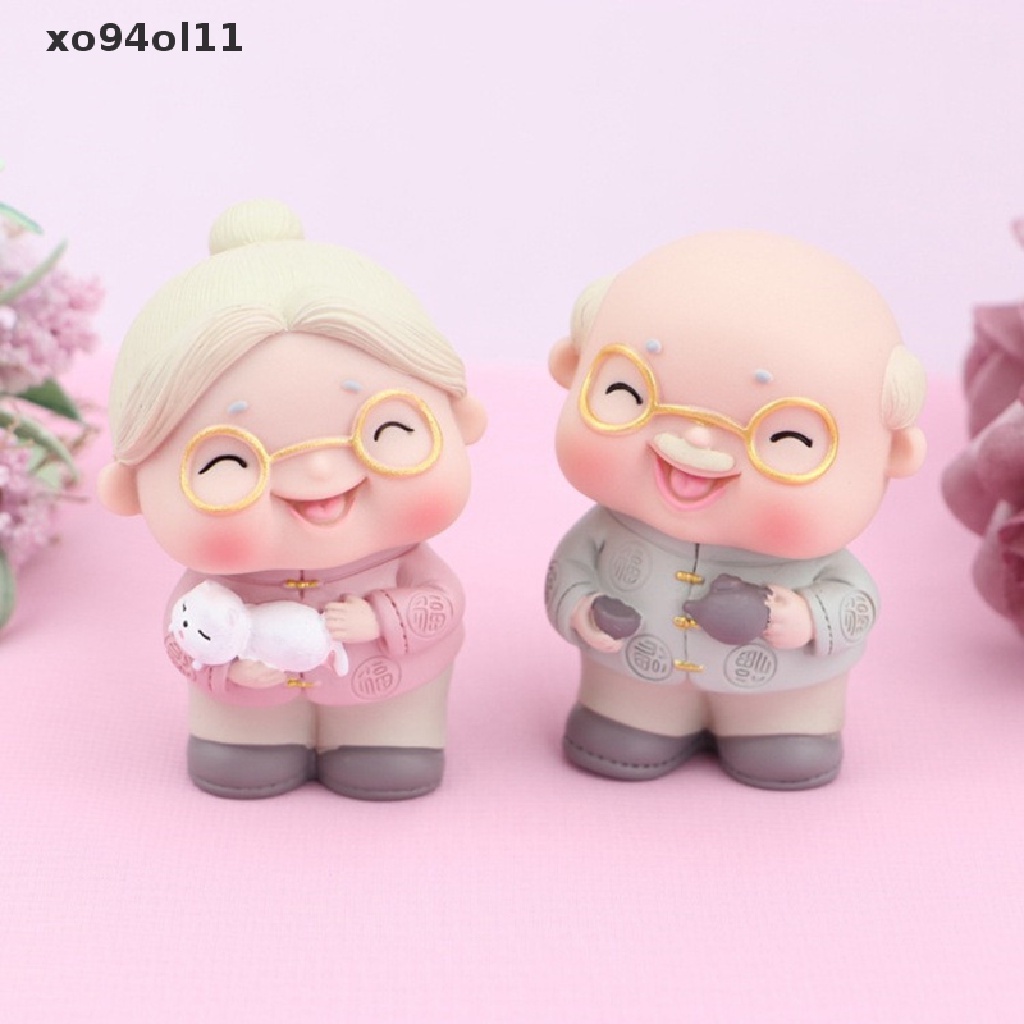 Ornamen Boneka Kakek Dan Nenek XO Dekorasi Kue Ulang Tahun OL