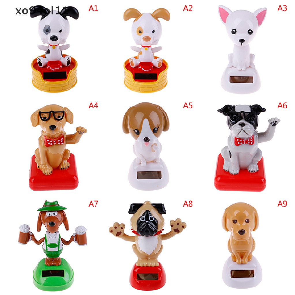 Xo Auto magic solar powered dancing dogs swinging bobble Mainan Hadiah Mobil Dekorasi OL