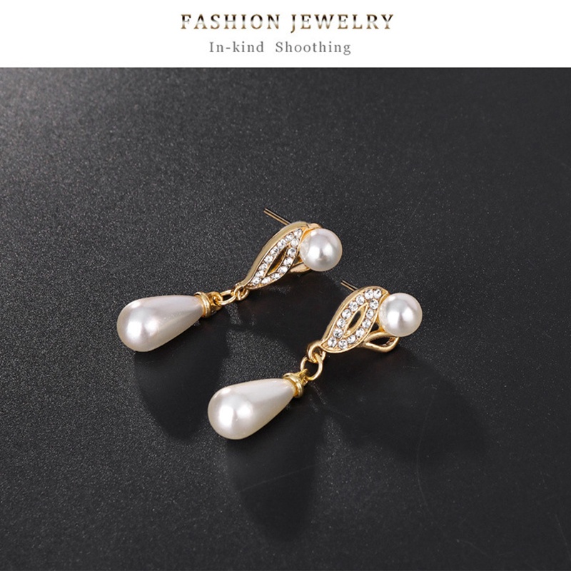 Kalung Pengantin Wanita Zirkon Anting Pernikahan Set Dua Potong Perhiasan Alloy Electroplated Bermutu Tinggi Untuk Wanita