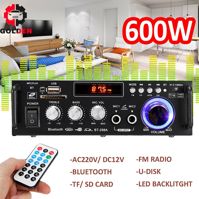 Power Amplifier Wireless Bt-298a Built-In Equalizer 600w Amplifier Bluetooth Karaoke Home Theater Mp