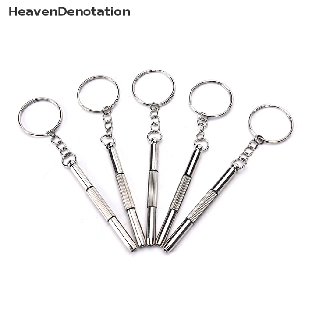 [HeavenDenotation] 5pcs Obeng Kacamata Mini 3in1 Sunglass Watch Repair Kit Alat Dengan Gantungan Kunci, HDV