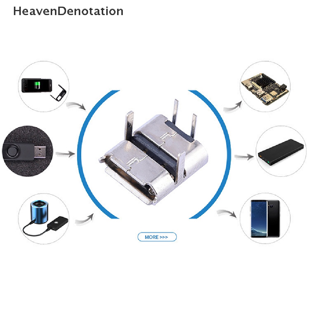 [HeavenDenotation] 10x Micro Usb 2Pin 90derajat Konektor Wanita Tipe B Untuk Konektor Ponsel HDV