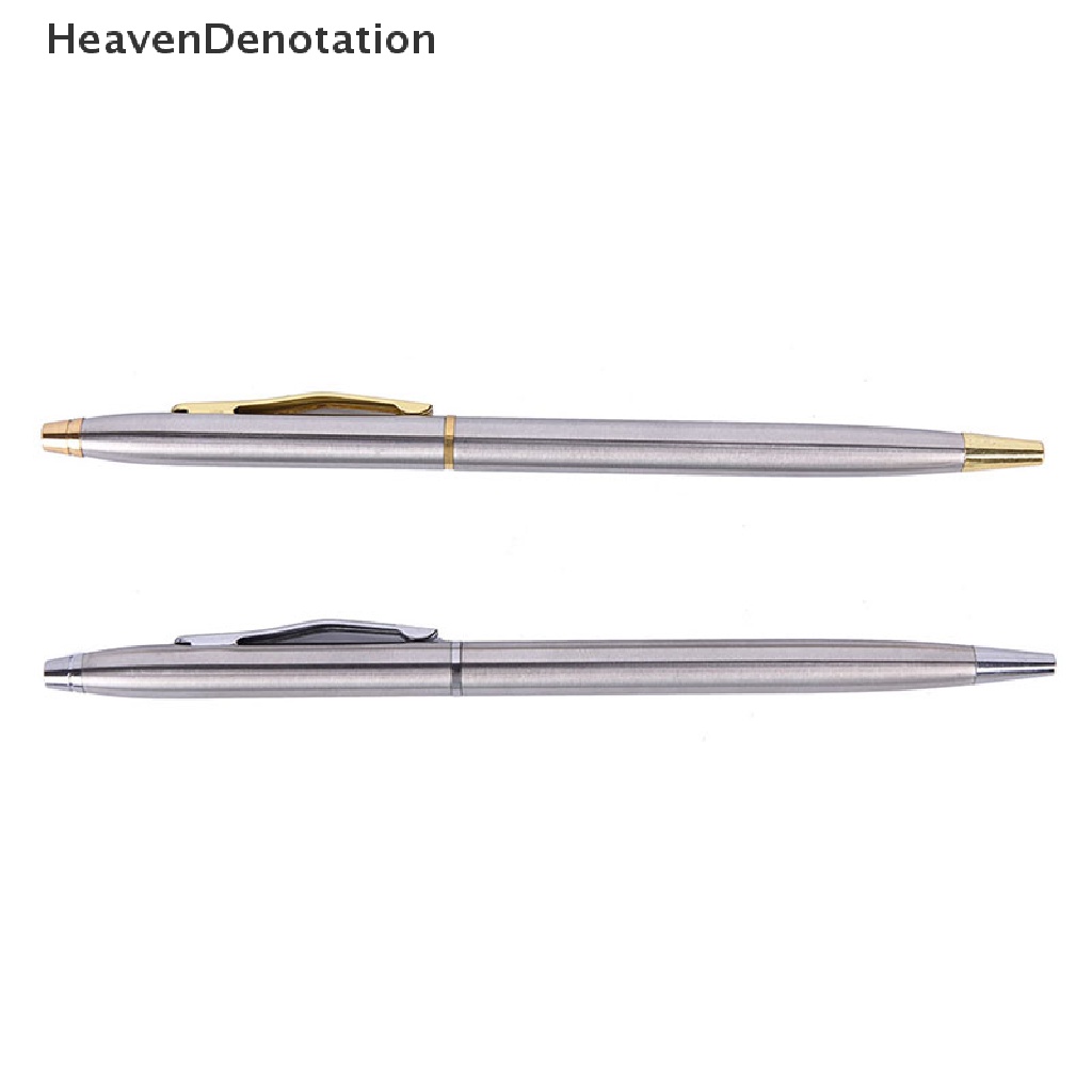 [HeavenDenotation] 1pc Pena Ballpoint Metal Alat Tulis Batang Stainless Steel Rotag Pen Ballpen HDV