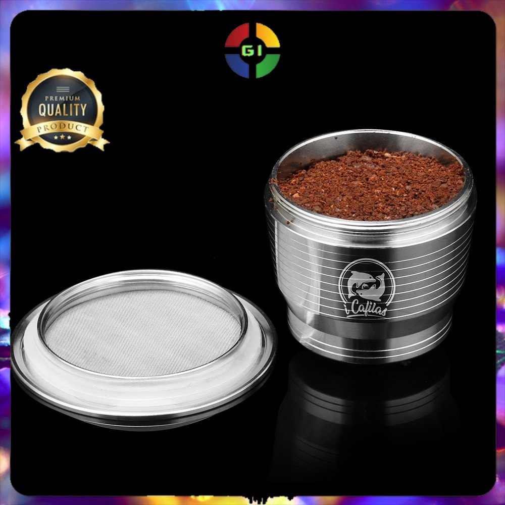 Aksesoris Penampung Bubuk Kopi Refillable Capsule Stainless Steel + Tamper for Nespresso Silver