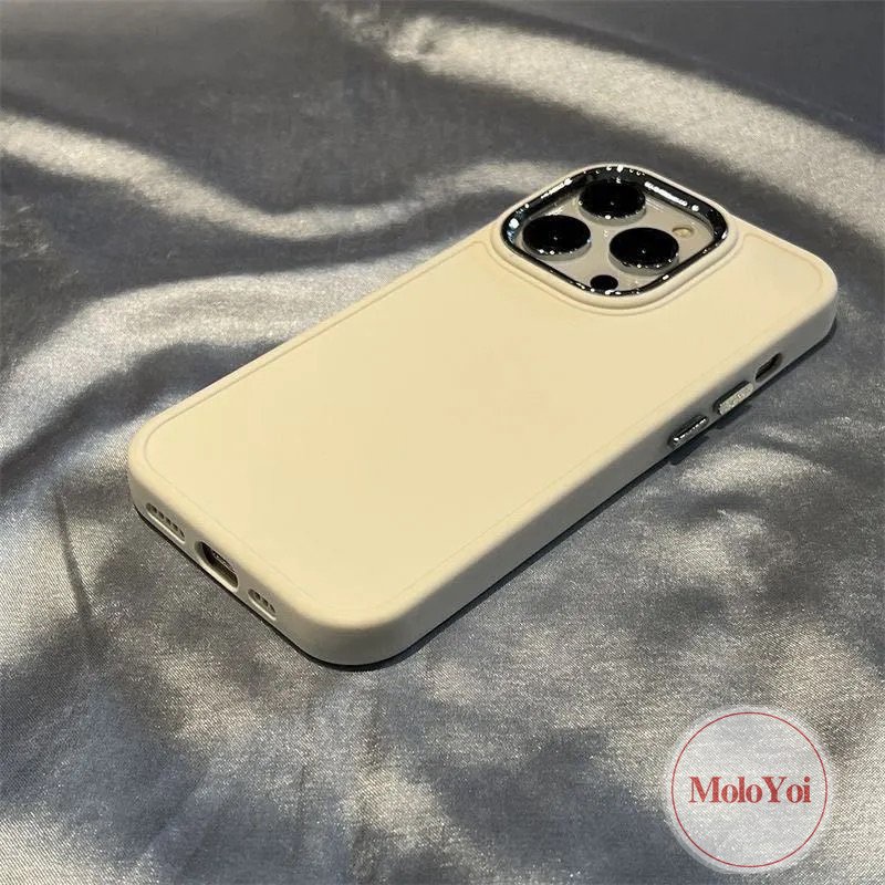 IPHONE Casing Ponsel Persegi Plating Mewah Kompatibel Untuk Iphone11 7plus 8plus XR 13 14 11 12 Pro MAX X XS MAX Macaron Warna Permen Sederhana Warna Solid Lembut Tpu Cover