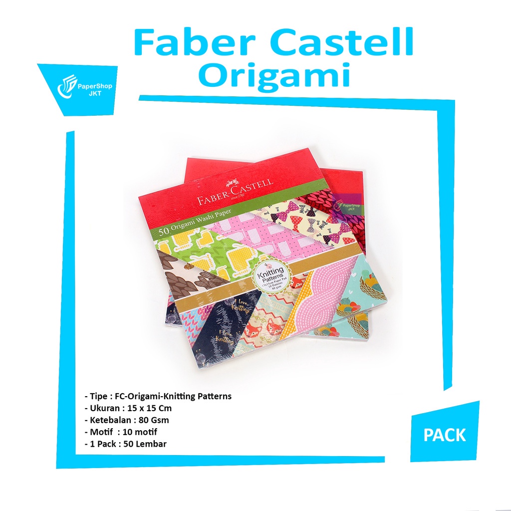 

FABER CASTELL - Origami Washi Paper - Knitting Patterns 15 x 15cm - Pad