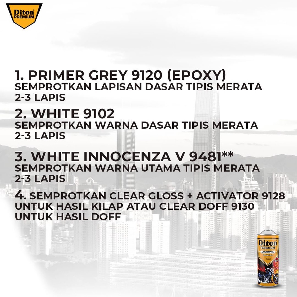 VESPA COLORS DITON Premium Pilok Pilox Cat Semprot Warna VESPA - V 9481** White Innocenza (400cc)