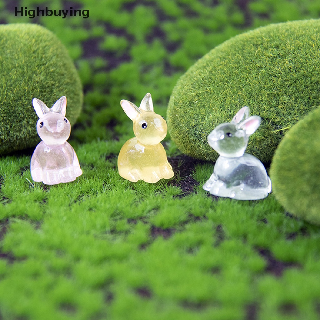 Hbid 5PC Luminous Mini Kartun Resin Kelinci Mainan Dekorasi Taman Rumah Resin Aksesoris Untuk Bahan Crafg Perhiasan Ch Glory