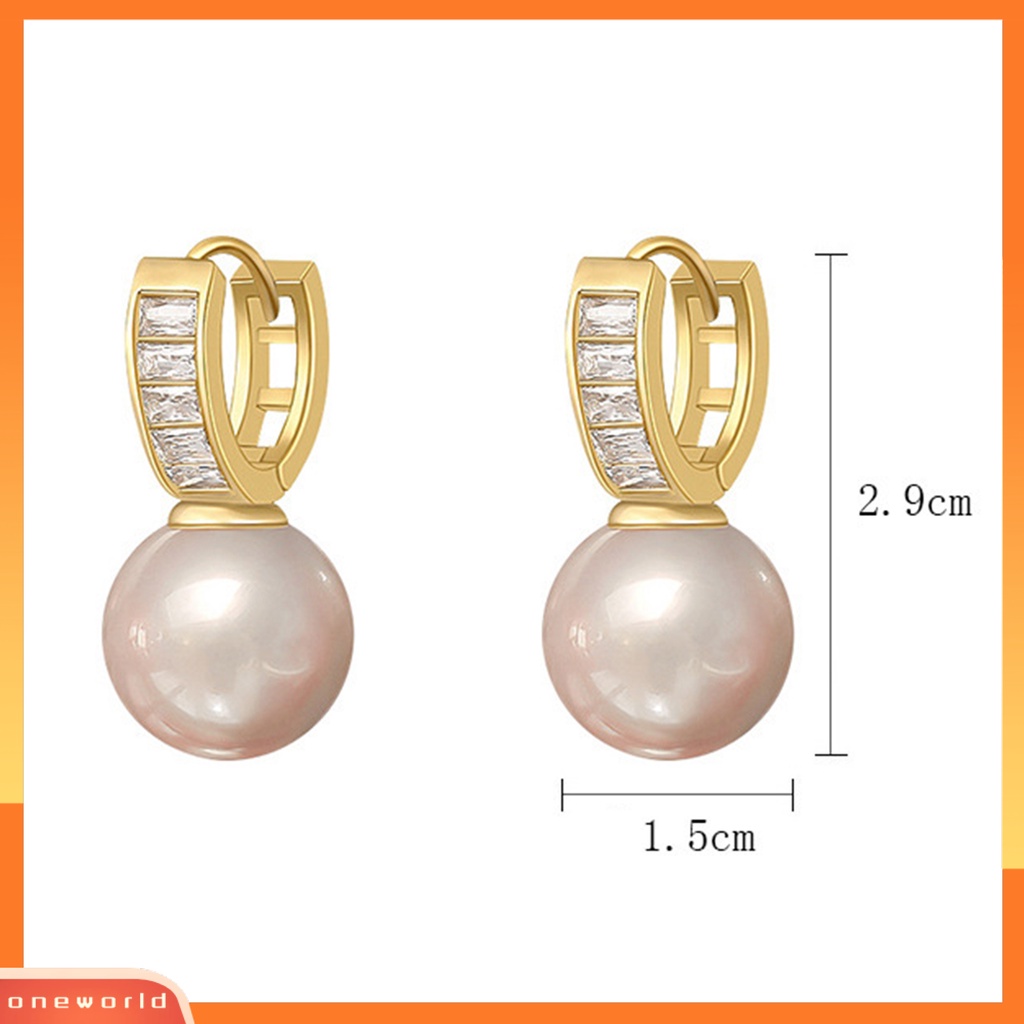 [EONE] 1pasang Drop Anting Gaya Perancis Retro Berongga Bentuk U Elegan High Gloss Mutiara Imitasi Wanita Anting Fashion Perhiasan