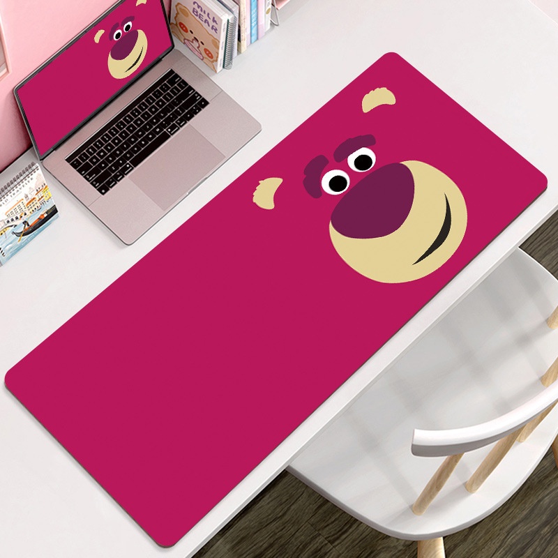 Alas Tikus Beruang Strawberry Besar Kartun Alas Mouse Komputer Strawberry Bear Desktop Mouse Pad800 * 300 * 3mm Mouse Pad